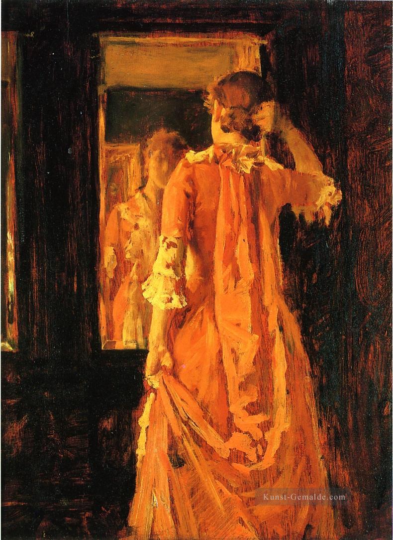 Junger Frau vor einem Spiegel William Merritt Chase Ölgemälde